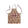 Tablier en coton beige et bordeaux décor hiver - 70 x 85 cm