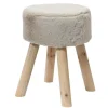 Tabouret fausse fourrure coloris beige en polyester - Ø 30 cm