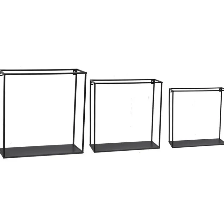 Étagère murale métallique noire grand modèle - 45 x 17 x 45 cm