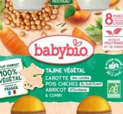Tajine végétal carotte pois chiche et abricots d'Occitanie Baby bio - 2 x 200 g