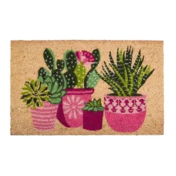 Tapis brosse coco imprimé cactus vertose Sweetsol - 75 x 45 cm