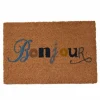 Tapis brosse coco marron imprimé couleur Bonjour Sweetsol - 60 x 40 cm