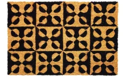 Tapis brosse en coco beige imprimé noir Sweetsol Noga - 60 x 40 cm