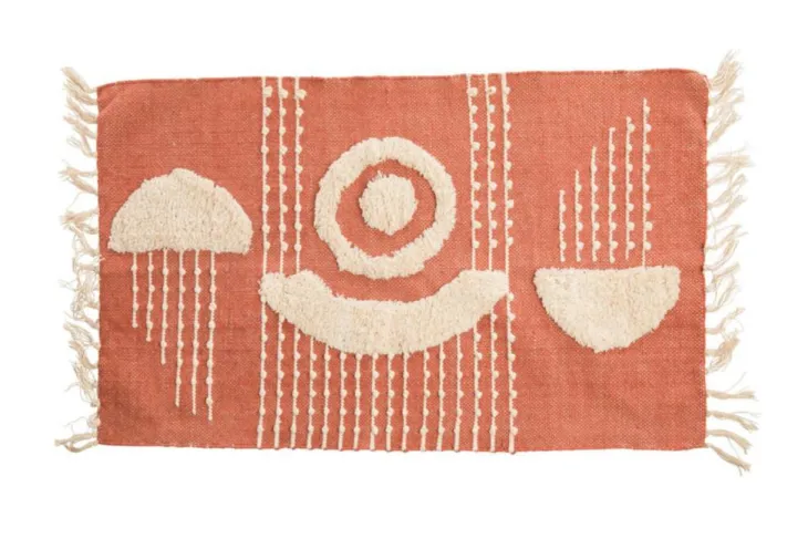 Tapis coloris jaune en coton tufté - 60 x 90 cm