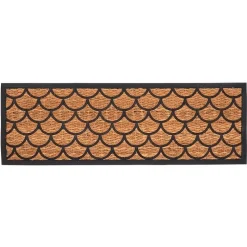 Tapis en fibre de coco et caoutchouc motif bardeau taille XL - 120 x 40 cm