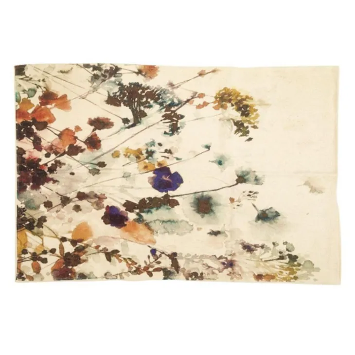 Tapis floral coloris multicolore en coton - 60 x 90 cm