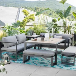 Tapis Lhasa Teal en polypropylène recyclé Fab Hab - 150 x 240 cm