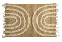 Tapis rectangulaire arc en ciel coloris blanc en jute et coton - 60 x 90 cm