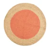 Tapis rond centre teinté coloris orange en jute - Ø 100 cm