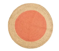 Tapis rond centre teinté coloris orange en jute - Ø 100 cm