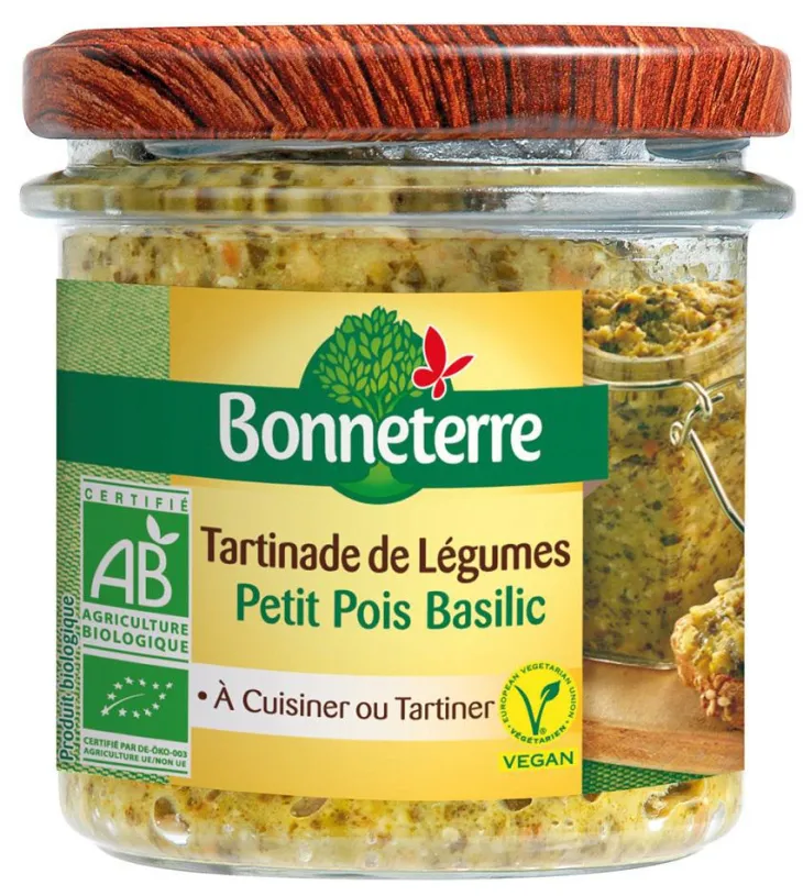 Tartinade aux petits pois et au basilic Bonneterre bio 135 g