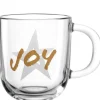 Tasse en verre transparent gravé avec étoile et écriture or Joy - 14 x 15 cm