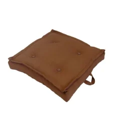 Tatami coussin de sol en polyester/coton marron Terre - 66 x 66 x 15 cm