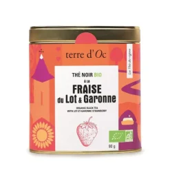 Thé noir bio fraise du lot et garonne Terre d'OC - 80 g