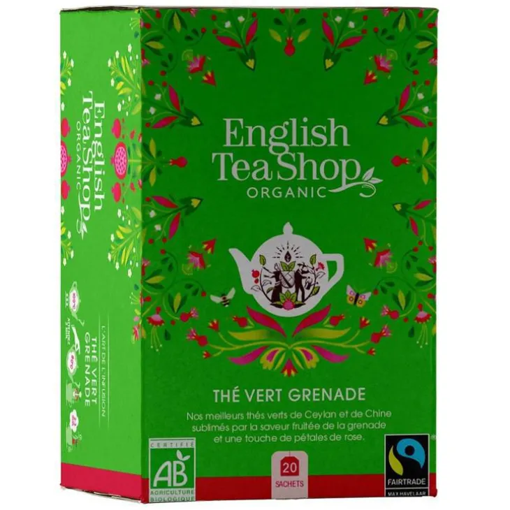 Thé vert à la grenade bio English Tea Shop - boite de 20 sachets