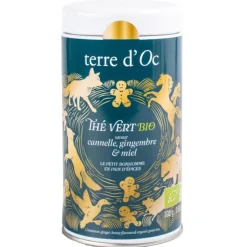 Thé vert gingembre cannelle miel bio Terre d'Oc - 100 g