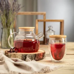 Théière en verre et couvercle bambou Nature & Vous - 850 ml