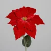 Tige de poinsettia en velours rouge - 56 cm