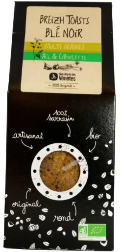Toasts blé noir ail ciboulette bio Biscuiterie Venetes - 125 g
