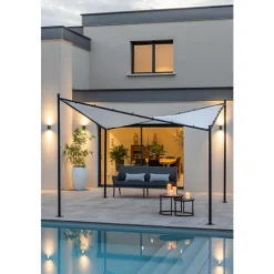 Tonnelle toile tendue coloris beige en polyester et acier Nassau Morel - 3,5 x 3,5 m