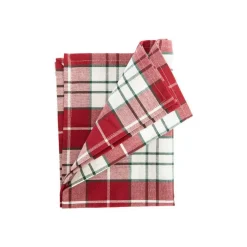 Torchon en coton à carreaux blanc, bordeaux et vert - 50 x 70 cm