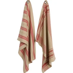 Torchon en coton à rayures rouges - 50 x 70 cm