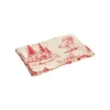 Torchon en coton beige décor hiver bordeaux - 50 x 70 cm