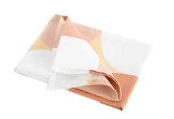 Torchon en coton coloris blanc, rose et beige Seventies – 50 x 70 cm