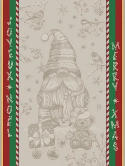 Torchon Jacquard Nisse coloris beige en coton - 50 x 70 cm