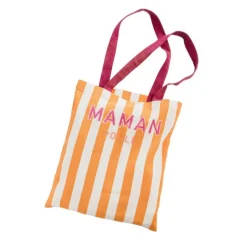Tote bag coloris orange en coton Maman - 36 x 42 cm
