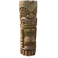 Totem polynésien Tiki Aro coloris bois en bois de coco - 50 cm