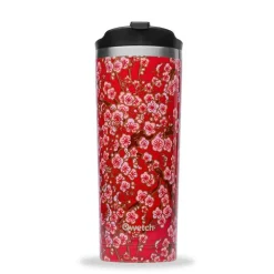 Travel mug flowers rouge Qwtech - 470 ml