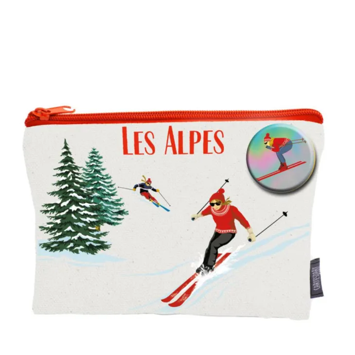 Trousse en coton coloris multicolore Cartes d'Art les Alpes - 20 x 15 cm