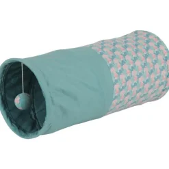 Tunnel de jeu pour chat coloris bleu feuille Zolux Ethi'cat - 23,5 x 50,3 x 23,5 cm