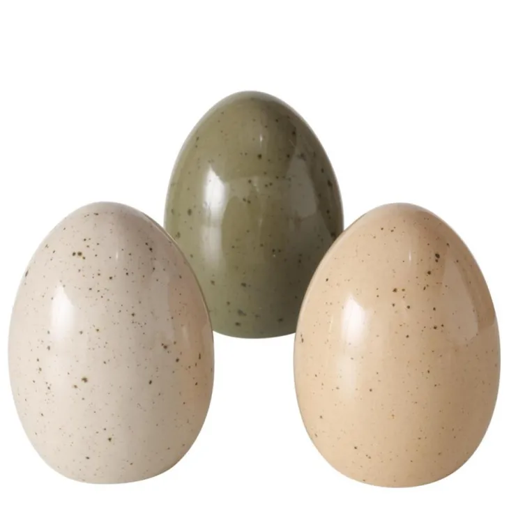 Œuf décoratif en porcelaine Mylana - Ø 9 x H 12 cm