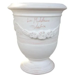 Vase Anduze cérusé en terre cuite H 38 x Ø 43 cm