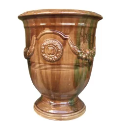 Vase Anduze flammé en terre cuite émaillée H 38 x Ø 43 cm