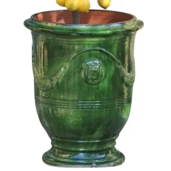 Vase Anduze tradition vert en terre cuite émaillée H 55 x Ø 45 cm