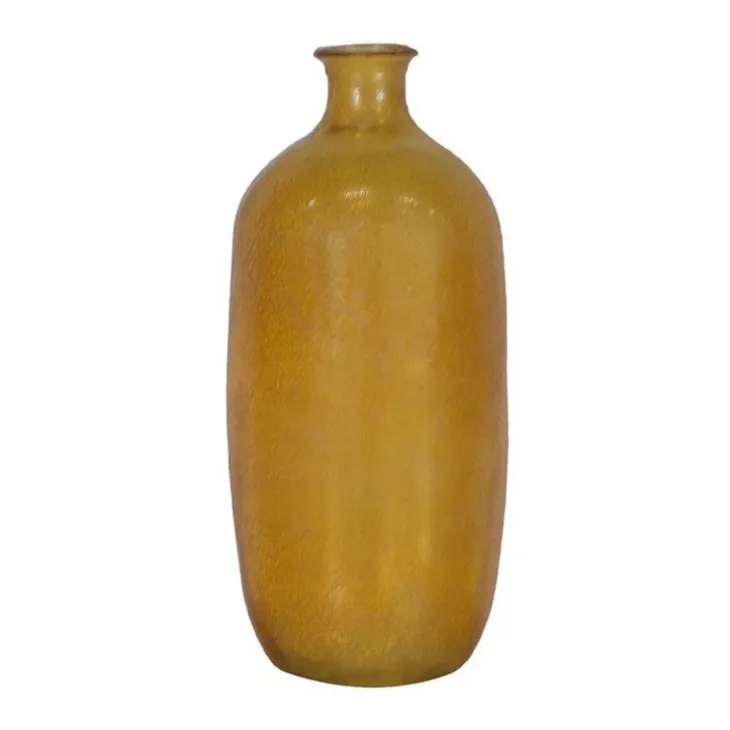 Vase coloris jaune en verre recyclé