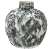 Vase en terre cuite gris et blanc - Ø 24 x H 25 cm