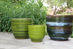 Vase en terre cuite émaillée vert Forêt Les Poteries d’Albi Rebord - Ø 30 x H 27 cm