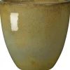 Vase en terre cuite émaillée jaune vert Deroma Tonkin Avocado 25 L - Ø 40 x H 36 cm