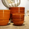 Vase en terre cuite émaillée orange Savane Les Poteries d’Albi Rebord - Ø 21 x H 19 cm