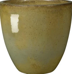 Vase en terre cuite émaillée artisanale coloris vert Deroma Tonkin Avocado 8/9 - Ø 46 x H 46 cm