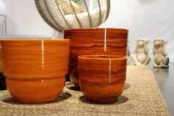 Vase en terre cuite émaillée orange Savane Les Poteries d’Albi Rebord - Ø 30 x H 27 cm