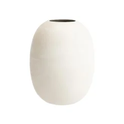 Vase haut ovale en métal blanc - 24 x 24 x 30 cm