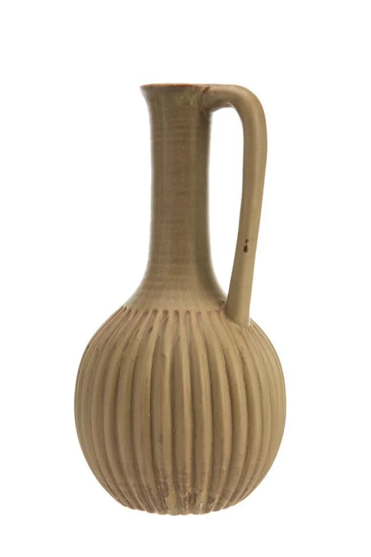 Vase jarre coloris vert en céramique - Ø 14,7 cm x 29 cm