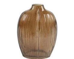 Vase ovale en verre brun - 11,5 x 8 x 28 cm