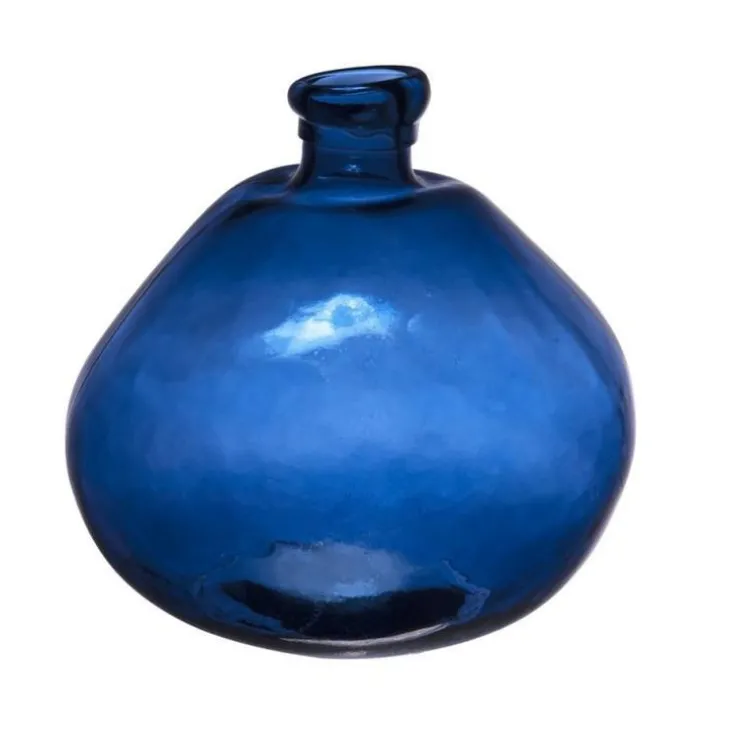 Vase Simplicity coloris bleu en verre recyclé - 23 cm