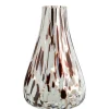 Vase soliflore moucheté coloris marron en verre - 25 x 14 x 14 cm
